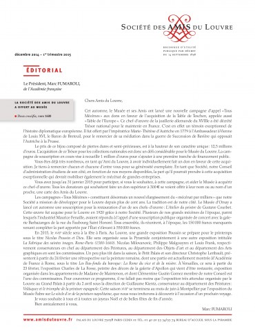 Bulletin trimestriel des Amis du Louvre du 1er trimestre 2015