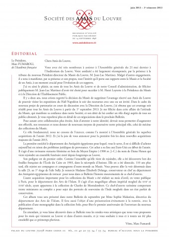 Bulletin trimestriel des Amis du Louvre du 3ème trimestre 2013