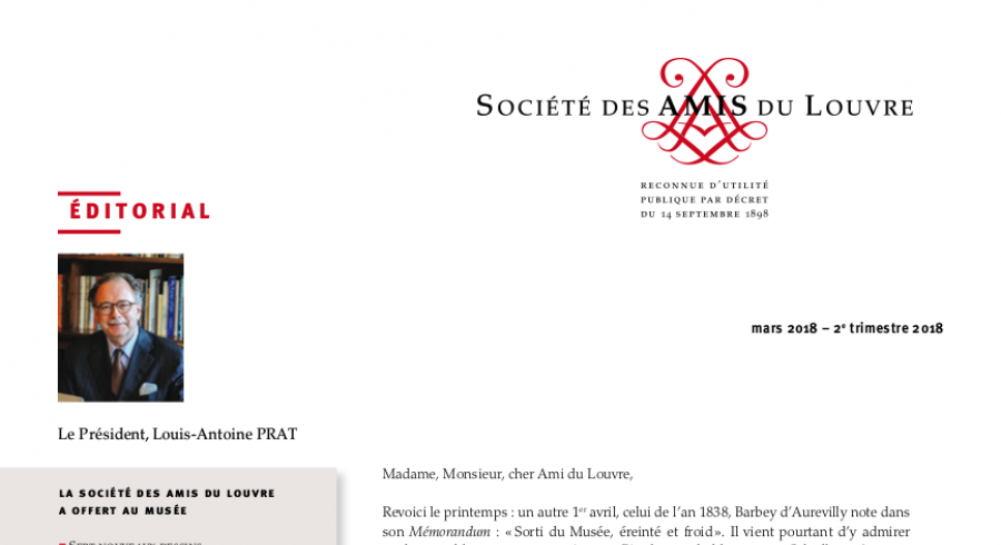 Bulletin trimestriel des Amis du Louvre du 2ème trimestre 2018